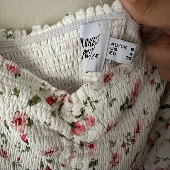 Princess Polly Floral Ruched Dress in White Size 4 - Picture 9 of 10